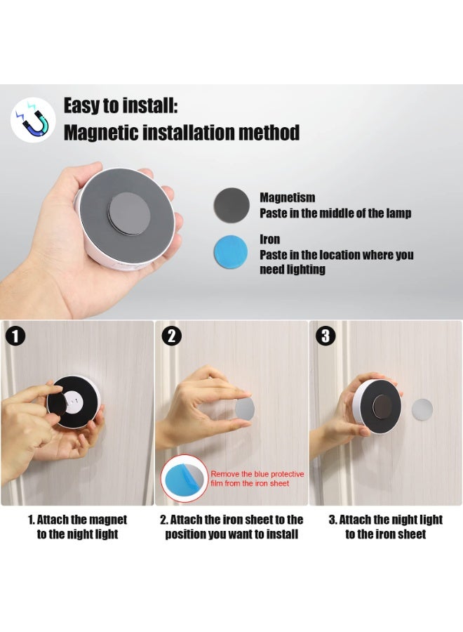 6 Pack Wireless Motion Sensor Lights, 8 LEDs Type-C Rechargeable Magnetic Light for Cabinet, Kitchen, Stairs, Wall, White - Image 3